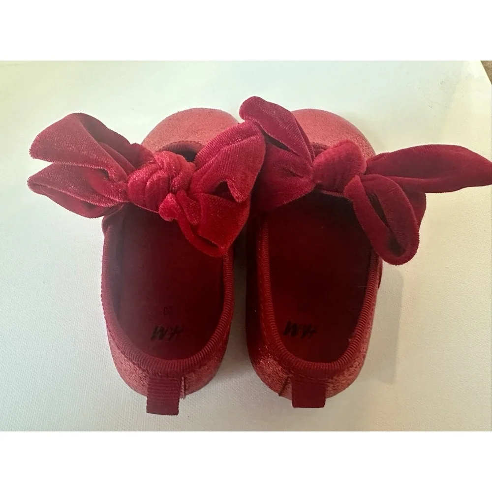 H&M Toddler Girls Red‎ Shimmery Flat Shoes With Bow Red Size US 7